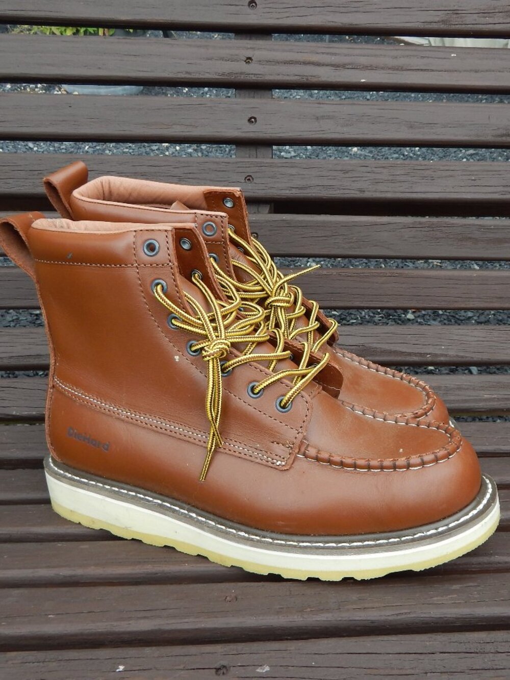 DieHard SureTrack Mens 13 EE Brown Leather Moc Toe Soft Toe Work Boots 84994 ***